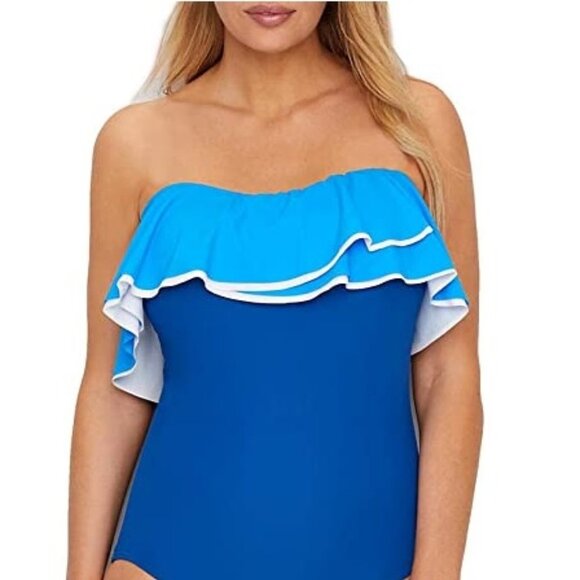 Coco Reef Contours Agate Ruffle Bandeau Swim - Picture 1 of 10